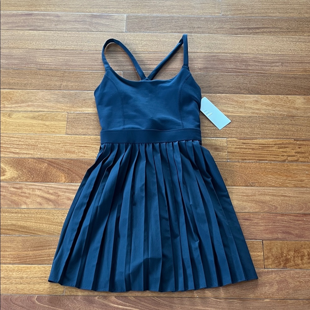 New Zella pleated tennis dress navy blue XS